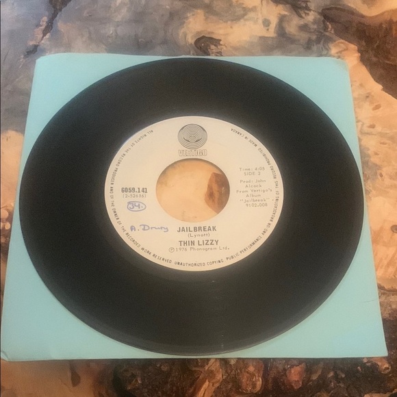 💥3/$20 Vintage Thin Lizzy Vinyl Record 45 RPM - Picture 3 of 5